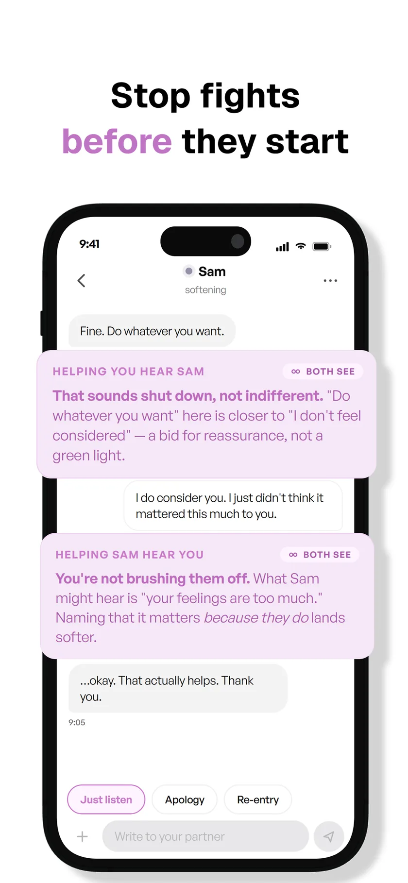 Stop fights before they start — syr helping both partners hear what the other actually meant